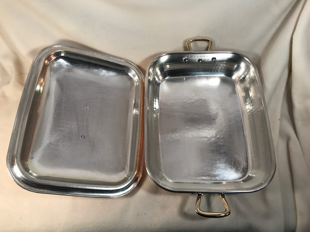 Brand new Paderno 13.75"L x 11"W x 2.75"T hammered tin lined copper